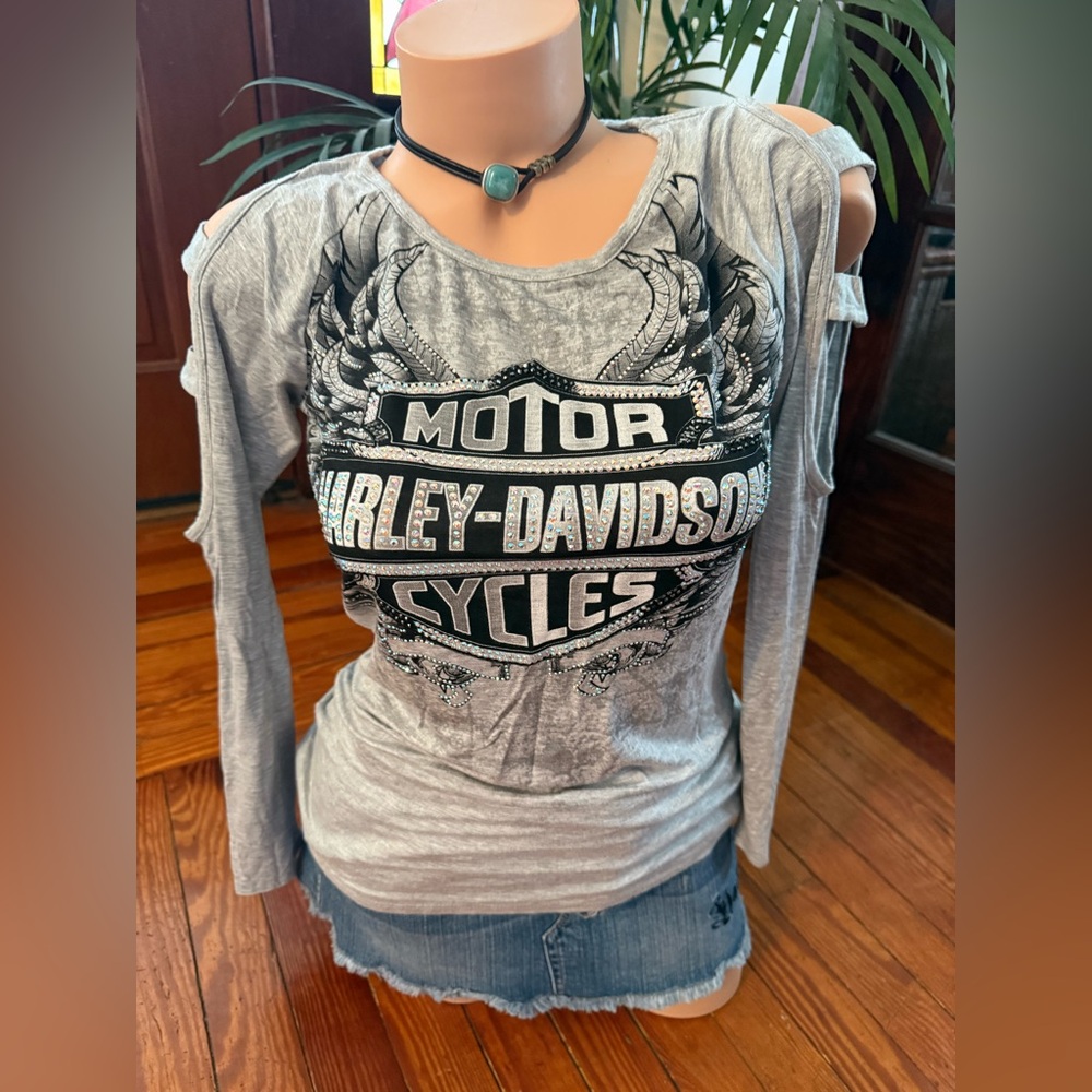 NWT Harley-Davidson Women's Long Sleeve Grey Shirt Size Small